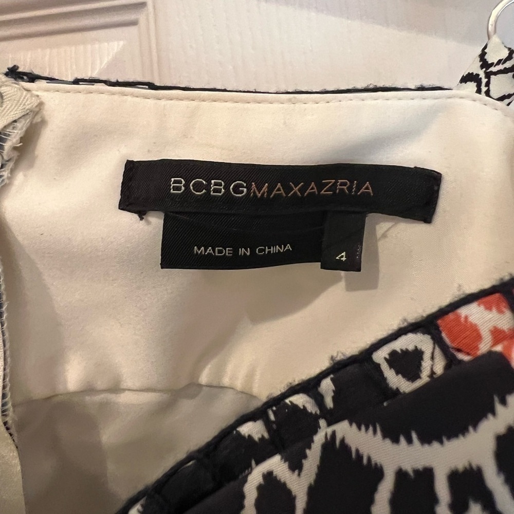 BCBG MAXAZRIA Spaghetti Strap Quilt Patchwork Mini Baby-doll Dress Bow Chest - Picture 16 of 16